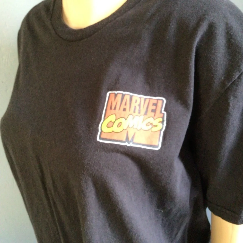 Marvel Black Short Sleeve Super Hero Spider Man Hulk Thor T-Shirt Comic Size XL